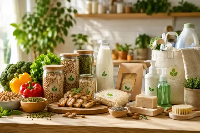 Cucina ecologica con prodotti a base vegetale