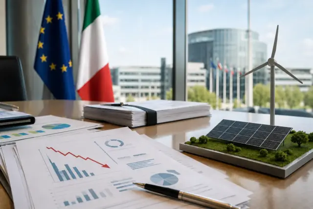Spazio di lavoro aziendale dedicato alla sostenibilit con grafici