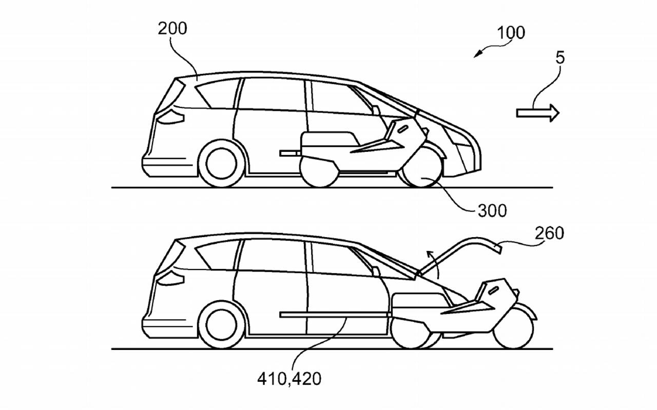 Ford brevetta l'auto con lo scooter elettrico dentro