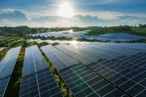Vasto impianto fotovoltaico in un campo