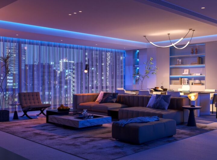 Soggiorno moderno: ambiente curato con luci a LED e un'atmosfera calda.