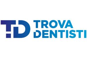 Il logo del portale Trova Dentisti composto da una scritta blu posizionata su uno sfondo bianco.