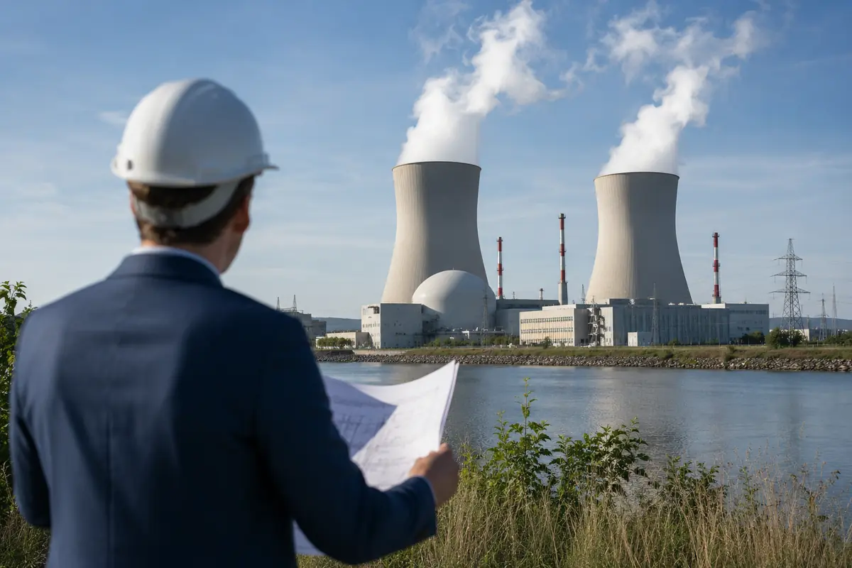Centrale nucleare al bordo del fiume