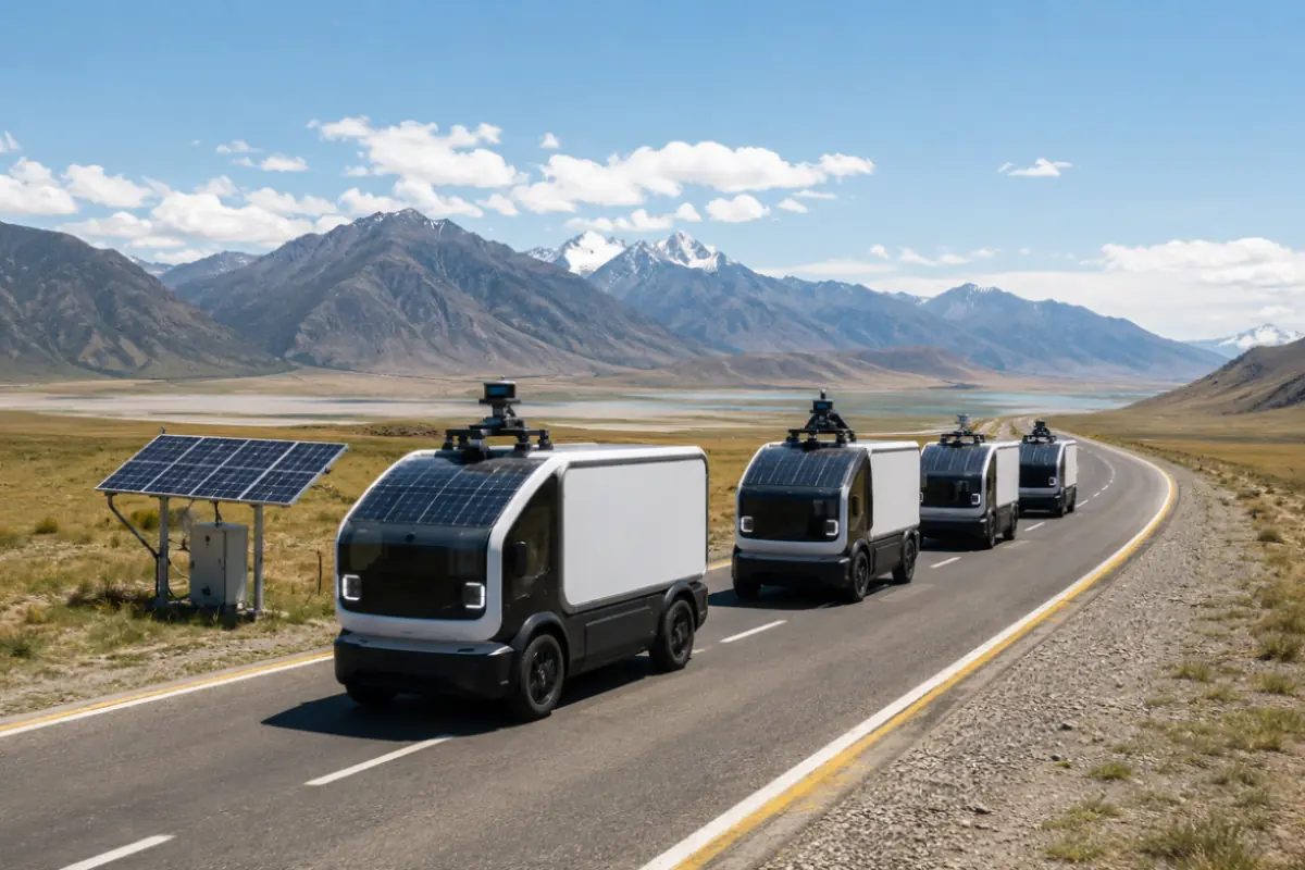 Convoglio futuristico su una strada