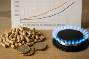 Pellet vs gas naturale: il costo energetico negli ultimi sei anni secondo AIEL